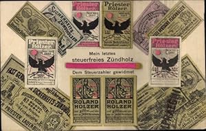 Ansichtskarte / Postkarte Mein letztes steuerfreies Zündholz, dem Steuerzahler gewidmet, Roland H...