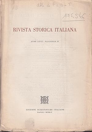 Bild des Verkufers fr Rivista Storica Italiana. - Anno LXVII - Fascicolo IV zum Verkauf von PRISCA