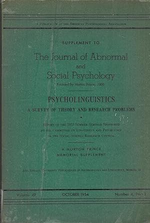 Seller image for Psycholinguistics : a survey of theory and research problems. for sale by PRISCA