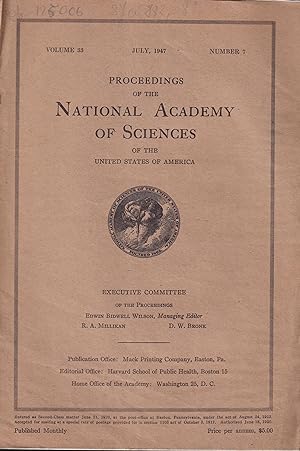 Seller image for Proceedings of the National Academy of Sciences of the United States of America. - Volume 33 - N 7 - July, 1947. for sale by PRISCA