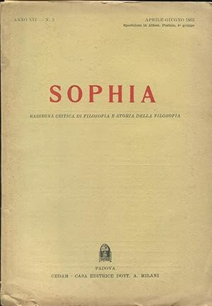 Imagen del vendedor de Sophia. - Rassegna critica di Filosofia e Storia della Filosofia. - Anno XXI - N 2 a la venta por PRISCA