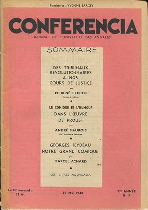 Imagen del vendedor de Conferencia. - Journal de l'Universit des Annales. - 37 Anne - N 5 - 15 Mai 1948 a la venta por PRISCA