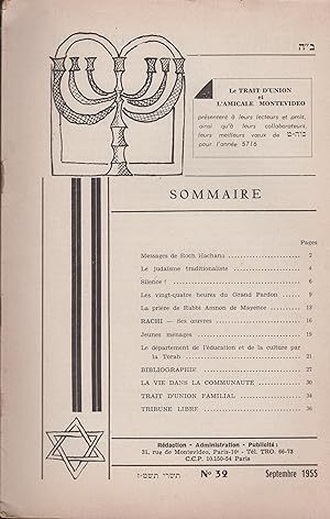 Bild des Verkufers fr Le Trait d'Union et l'Amicale Montevideo - N 32 - Septembre 1955 zum Verkauf von PRISCA