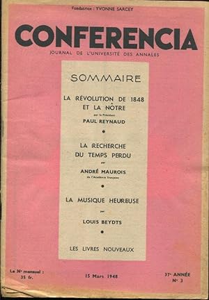 Image du vendeur pour Conferencia. - Journal de l'Universit des Annales. - 370 Anne - N 3 - 15 Mars 1948 mis en vente par PRISCA