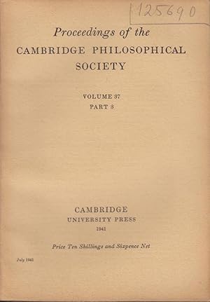 Immagine del venditore per Proceedings of the Cambridge Philosophical Society - Volume 37 - Part 3 venduto da PRISCA