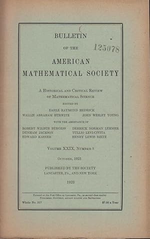 Seller image for Bulletin of the American Mathematical Society. - Volume XXIX - N 8 for sale by PRISCA