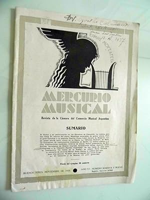 MERCURIO MUSICAL Revista de la Camera del Comercio Musical Argentino BUENOS AIRES, Noviembre de 1...