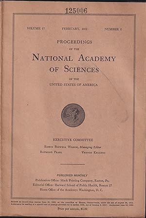 Imagen del vendedor de Proceedings of the National Academy of Sciences of the United States of America. - Volume 17 - N 2 - February, 1931. a la venta por PRISCA