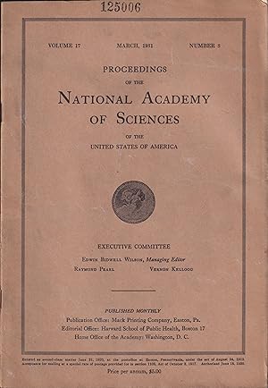 Imagen del vendedor de Proceedings of the National Academy of Sciences of the United States of America. - Volume 17 - N 3 - March, 1931. a la venta por PRISCA