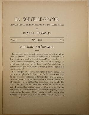 La Nouvelle-France. Revue des intérêts religieux et nationaux du Canada français. Tome I. No 5. M...