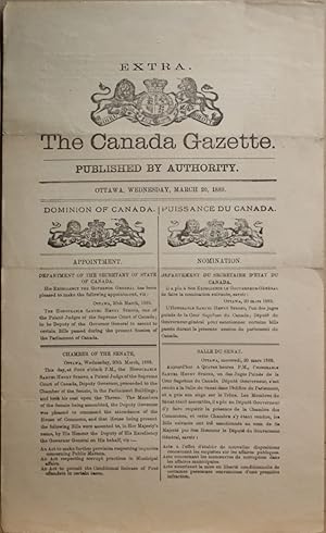 Extra. The Canada Gazette