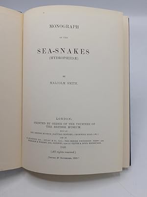 Seller image for Monograph of the Sea Snakes ( Hydrophiidae). REPRINT By permission of the Trustees of the British Museum. for sale by Antiquariat Bcherwurm