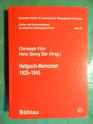 Imagen del vendedor de Hellpach- Memoiren 1925-1945 a la venta por Buchantiquariat Uwe Sticht, Einzelunter.