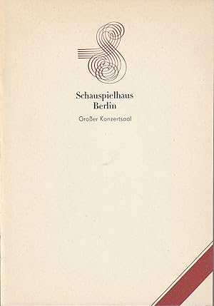 Imagen del vendedor de Programmheft SONDERKONZERT ORCHESTER DER KOMISCHEN OPER BERLIN 15. Oktober 1984 Schauspielhaus Berlin Groer Konzertsaal Spielzeit 1984 / 85 a la venta por Programmhefte24 Schauspiel und Musiktheater der letzten 150 Jahre