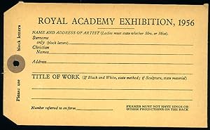 Image du vendeur pour Original Vintage Royal Academy Exhibition Entry Label Tag, 1956 mis en vente par Little Stour Books PBFA Member