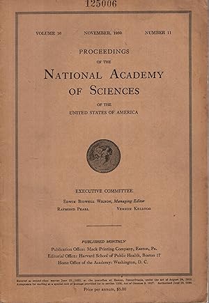 Immagine del venditore per Proceedings of the National Academy of Sciences of the United States of America. - Volume 16 - N 11 venduto da PRISCA