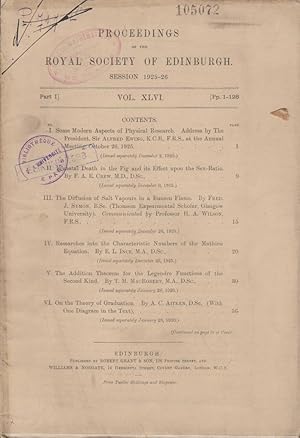 Seller image for Proceedings of the Royal Society of Edinburgh. - Session 1925-26 - Vol. XLVI - Part I. for sale by PRISCA