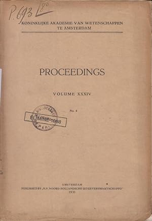 Bild des Verkufers fr Koninklijke Akademie van Wetenschappen te Amsterdam. - Proceedings - Volume XXXIV - N 6 zum Verkauf von PRISCA