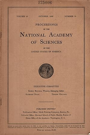 Seller image for Proceedings of the National Academy of Sciences of the United States of America. - Volume 16 - N 10 for sale by PRISCA