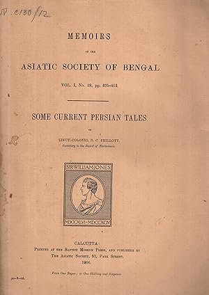 Seller image for Memoirs of the Asiatic Society of Bengal - Vol. I - N 18 - Some Current Persian Tales. for sale by PRISCA