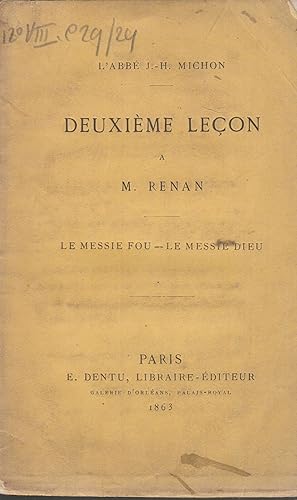 Seller image for Deuxime leon  M. Renan - Le messie fou - Le messie dieu. for sale by PRISCA