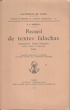 Imagen del vendedor de Recueil de textes falachas : introduction, textes thiopiens (dition critique et traduction), index a la venta por PRISCA