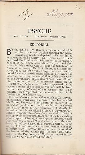 Imagen del vendedor de The influence of the late W.H.R. Rivers (President elect of Section J) on the development of psychology in Great Britain : address vol III, n 2 , octobre 1922 a la venta por PRISCA