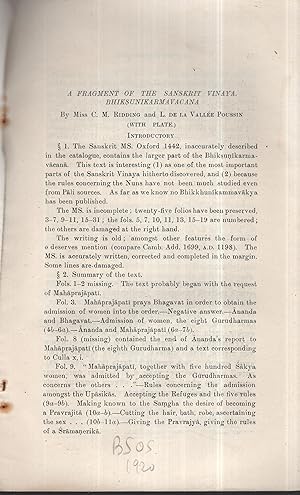 Imagen del vendedor de A Fragment of the Sanskrit Vinaya Bhiksunikarmavacana. a la venta por PRISCA