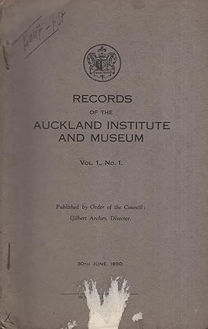 Imagen del vendedor de Records of the Auckland Institute and Museum. - Vol. 1, N 1. - The Piraunui Pa at Matawhana, Waikato. a la venta por PRISCA