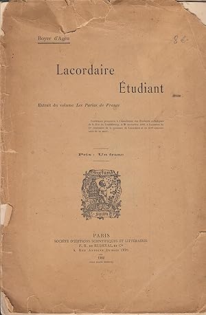 Imagen del vendedor de Les Initiateurs de la Civilisation contemporaine - Lacordaire, tudiant. a la venta por PRISCA