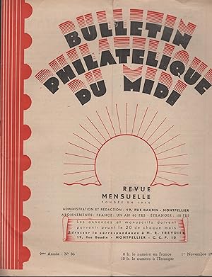 Seller image for Bulletin Philatlique du Midi - 9 Anne - N 86 - 1er Novembre 1948. for sale by PRISCA