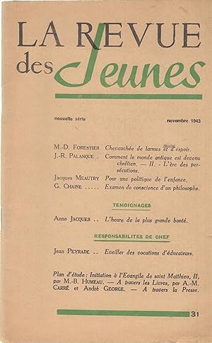 Bild des Verkufers fr La Revue des Jeunes - Nouvelle srie - Novembre 1943. zum Verkauf von PRISCA