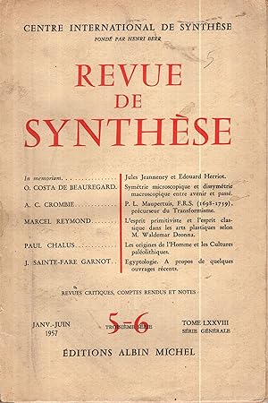 Immagine del venditore per Revue de Synthse - Tome LXXVIII - 3 Srie - N 5-6 venduto da PRISCA