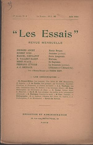 Bild des Verkufers fr Les Essais - 1re Anne - N 3 - Juin 1904 - L'Odysse et V. Brard (fin) zum Verkauf von PRISCA