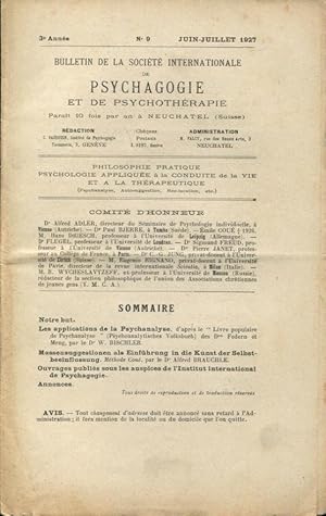 Immagine del venditore per Bulletin de la Socit Internationale de Psychagogie et de Psychothrapie. - 3 Anne - N 9 venduto da PRISCA