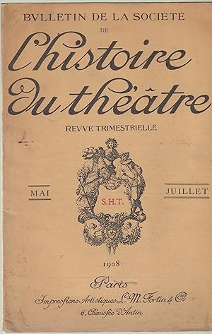 Bild des Verkufers fr Bulletin de la Socit de l'histoire du thtre - Revue trimestrielle. zum Verkauf von PRISCA