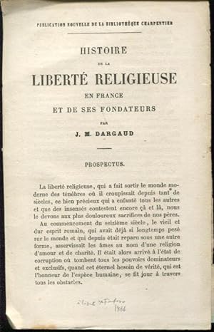Imagen del vendedor de Histoire de la Libert Religieuse en France et de ses Fondateurs. a la venta por PRISCA
