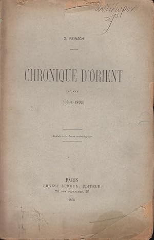 Imagen del vendedor de Chronique d'Orient - N XXX (1894-1895) a la venta por PRISCA