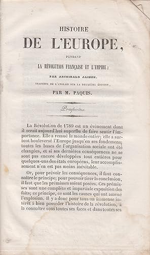 Imagen del vendedor de Prospectus : Histoire de l'Europe, pendant la rvolution franaise et l'empire. a la venta por PRISCA