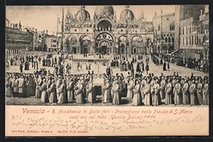 Immagine del venditore per Cartolina Venezia, R. Accademia di Belle Arti, Processione nella Piazza di S. Marco com` era nel 1496 venduto da Bartko-Reher