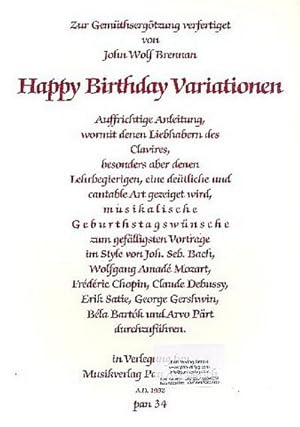 Seller image for Happy Birthday-Variationen op.95fr Klavier for sale by Smartbuy