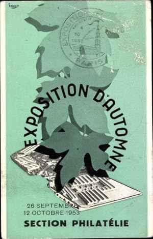 Ansichtskarte / Postkarte Herbstausstellung 1953, Philatelieabteilung, Porte de Versailles, Paris