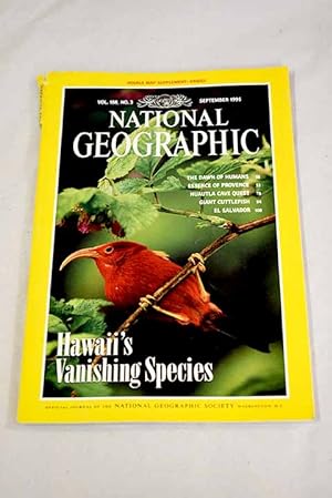 Image du vendeur pour National Geographic Magazine, Ao 1995, vol. 188, n 3:: On the brink: Hawaii's vanishing species; The dawn of humans: the farthest horizon; Essence of Provence; Cave quest: trial and tragedy a mile beneath Mexico; Chameleon of the reef: the giant cuttlefish; El Salvador: learns to live with peace mis en vente par Alcan Libros