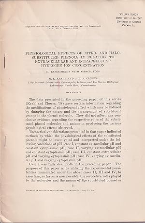 Seller image for Physiological Effects of Nitro- and Halo- substituted Phenols in relation to Extracellular and Intracellular Hydrogen Ion Concentration. - II. Experiments with Arbacia Eggs. for sale by PRISCA