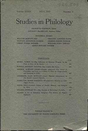 Seller image for Studies in Philology. - Volume XXXIV - N 3 - July, 1937 for sale by PRISCA