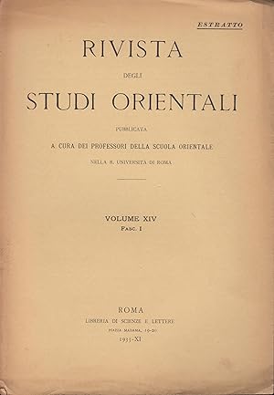 Bild des Verkufers fr Rivista degli Studi Orientali - Estratto. - Volume XIV - Fasc. I. zum Verkauf von PRISCA