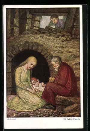 Bild des Verkufers fr Knstler-Ansichtskarte Matthus Schiestl: Maria und Josef mit Jesus Christus zum Verkauf von Bartko-Reher