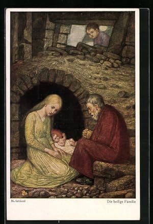 Bild des Verkufers fr Knstler-Ansichtskarte Matthus Schiestl: Maria und Josef mit Jesus Christus zum Verkauf von Bartko-Reher
