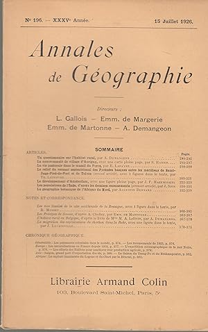 Image du vendeur pour Annales de Gographie - N 196 - XXXVe anne - 15 juillet 1926 mis en vente par PRISCA