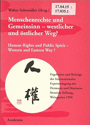 Bild des Verkufers fr Menschenrechte und Gemeinsinn - westlicher und stlicher Weg? zum Verkauf von avelibro OHG